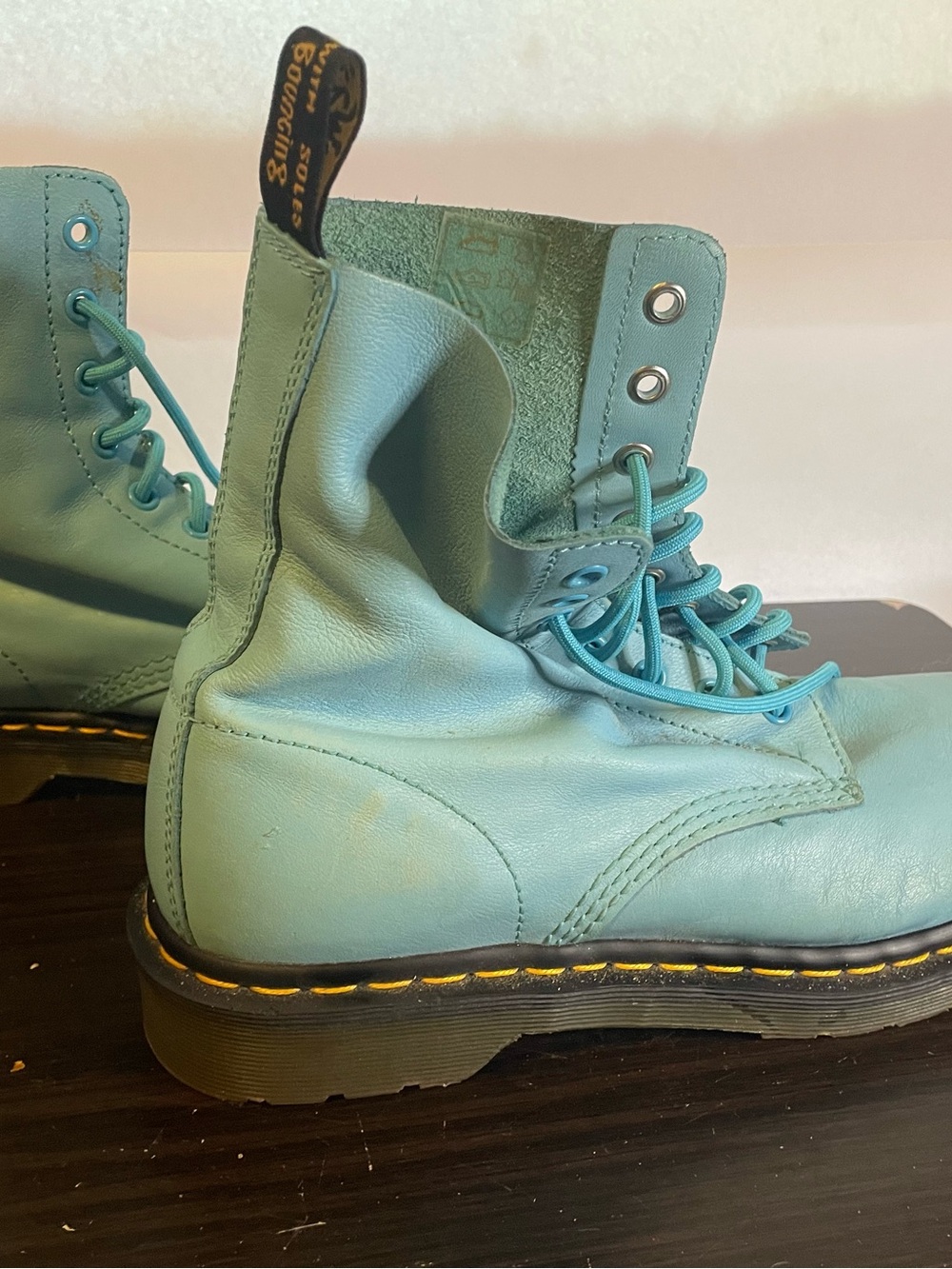Dr Martens Pascal Pastel Blue Lace-Up Combat Boots - Women's - Picture 3 of 11